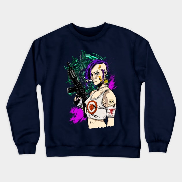 Cyberpunk girl Crewneck Sweatshirt by AmurArt